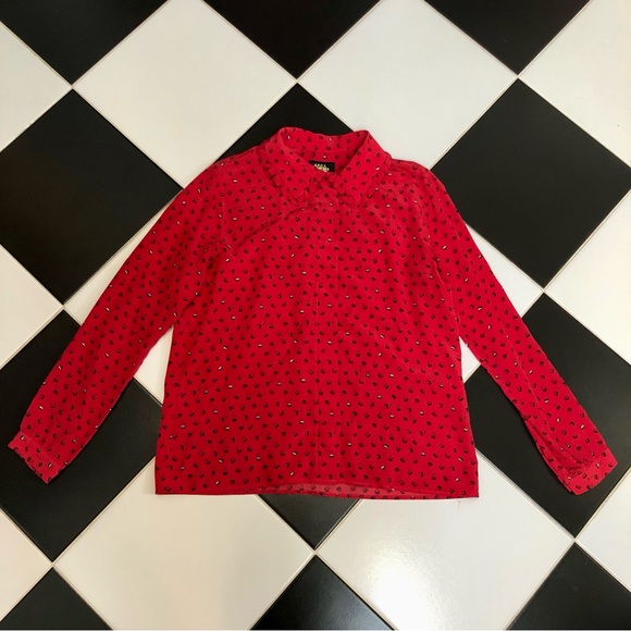 APC x Vanessa Seward Silk Blouse Frilly Collar Button Down Shirt Blouse size M - Picture 1 of 10